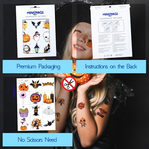 Halloween Temporary Tattoos, Holiday Tattoos, Halloween Party Favors, Party Decorations, Spooky Decorations, Holiday Stocking Stuffers Goodie Bag, Gifts Accessories for Kids Adults