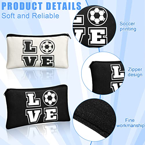 Amylove 20 Pieces Soccer Makeup Bag Gifts Soccer Cosmetic Travel Bag with Words Toiletry Zipper Pouch Portable for Women Football Lover Players Team Accessories