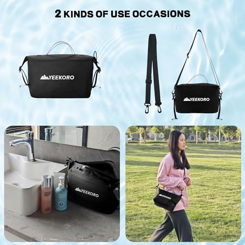 Waterproof Toiletry Bag for Travel, Zipper Styles, 40D Nylon Toiletry Organizer Bags with Shoulder Straps for Men Women, Travel Accessories£¨2 PACK,Black