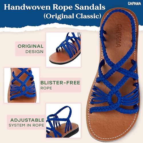 Capana Woven Women's Flat Sandals - Strappy Braided, Beach Sandals for Women Dressy Summer, Rope Bohemian Sandals, Spring Casual Womens Shoes, Comfy Boho Flats for Teen Girls ? Relax (2nd Version)
