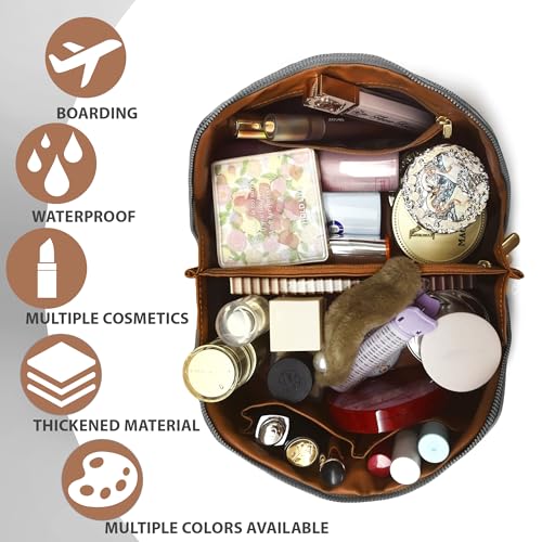 Large Capacity Travel Cosmetic Bag - Portable Makeup Bags for Women Waterproof Makeup Organizer Bags with Dividers and Handle,Toiletry Bag for Cosmetics Silver