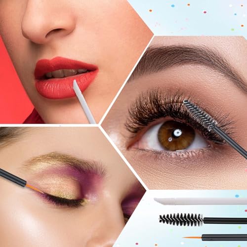 Giantree 6 Pack 10ml Empty Mascara Tube with Brush Wand, Clear Mascara Tube, Refillable Eyelash Cream Container DIY Cosmetics Bottle, Empty Eyeliner Tube and Empty Lip Gloss Tubes with Funnel(Black)