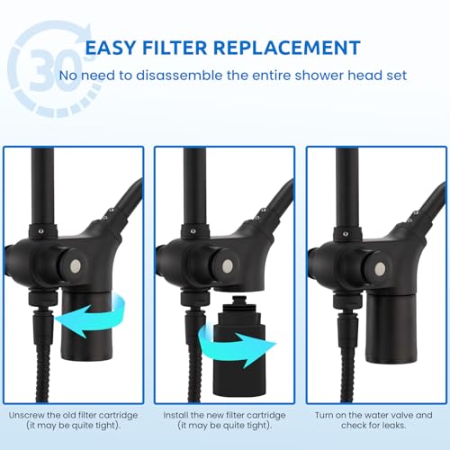 Ryamen Shower Head Filters Replacement ONLY for Dual 10" Filtered Shower Head Combo, Effective Chlorine Removal Rate¡Ã90%, 2-Pack (Black)