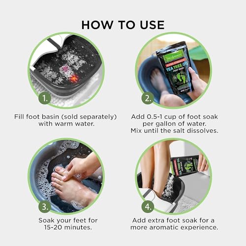 Tea Tree Oil Foot Soak with Epsom Salt - Made in USA - for Toenails, Athlete's Foot, itchy Feet, Stubborn Smelly Foot Odor, Pedicure, Foot Calluses & Soothes Sore Tired Achy Feet - 64 oz