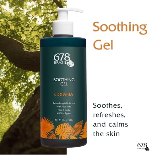 678Brazil Soothing Gel - Soothes, Refreshes, and Calms the Skin - Daily Use - For All Skin Types - with Copaiba, Passion Fruit, Aloe Vera, Panthenol, Hyaluronic Acid - 17.63 Oz