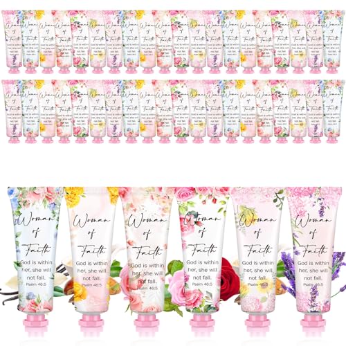Loopeer 48 Pcs Christian Hand Cream Gifts for Women Bible Verse Scripture Hand Lotion Religious Party Favors Church Prayers Gifts for Women Day First Time Visitors Bridal Shower Mom Teacher Employee