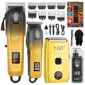 Hair Clippers for Men, with LED Display 4-Piece Cordless Hair Clippers, Beard Trimmer, Foil Shaver & Nose Trimmer, Complete Rechargeable Set for Home Barber Use (Black Gold)