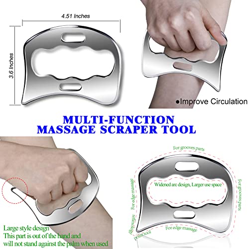BYYDDIY 3 in 1 Stainless Steel Muscle Scraper Tools Set,Scraping Massage Tools for Physical Therapy,Derma Edge & GuaSha Massage Scraper Tool