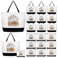 Hillban 5 Sets/10 Sets Dental Assistant Gifts Bulk Canvas Reusable Grocery Tote Bags Cosmetic Bags with Zipper for Women(5 Sets)