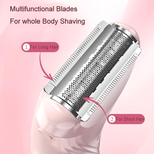 Electric Shaver for Women, Electric Razor for Womens, Bikini Trimmer with LCD Display, Rechargeable Body Hair Trimmer for Bikini Underarm Leg Arm Pubic, Pink