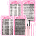 Lash Clusters Kit 608pcs, Natural Wispy DIY Eyelash Lashes Clusters Manga Extensions Kit, Spiky Lash Clusters D Curl with Lash Glue Brush Tweezer Remover