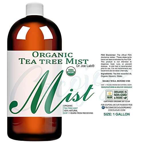 Dr Joe Lab Organic Tea Tree Mist for Skincare - USDA Certified, Face Spray Moisturize Sensitive and Dry Skin for Relaxation Soothing & Relaxing -Pure Essential Oil (32 oz)