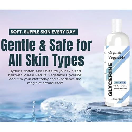 100% Pure & Natural Vegetable Glycerine | For Skin & Hair | Versatile Skin Care, Softening and Moisturizing 4 Fl Oz - 120 ml