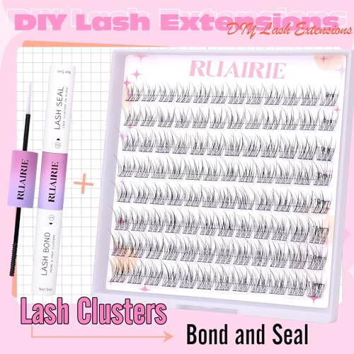 Lash Extension Kit Wispy Lash Clusters Kit Natural Eyelash Extension Kit 9-11MM CD-Curly Eyelash Clusters Kit Short Cluster Lashes Kit DIY Individual Lashes Kit with Bond and Seal by Ruairie