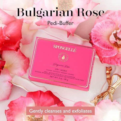 Bulgarian Rose Pedi Buffer ? Exfoliating Foot Scrub & Cleanser | Softens, Smooths & Hydrates Dry Feet | Built-in Body Wash | 30+ Uses | Vegan, Paraben-Free, Cruelty-Free | at-Home Pedicure Spa