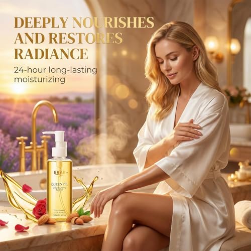 ERAE Queen Oil, Cold-Pressed Botanical Body Oil, Lightweight Daily Hydrating & Moisturizing Oil for Arms, Tummy & Thighs, Deeply Nourishing, 2 Pack (120 ml / 4 fl oz Each) (2 PCS)