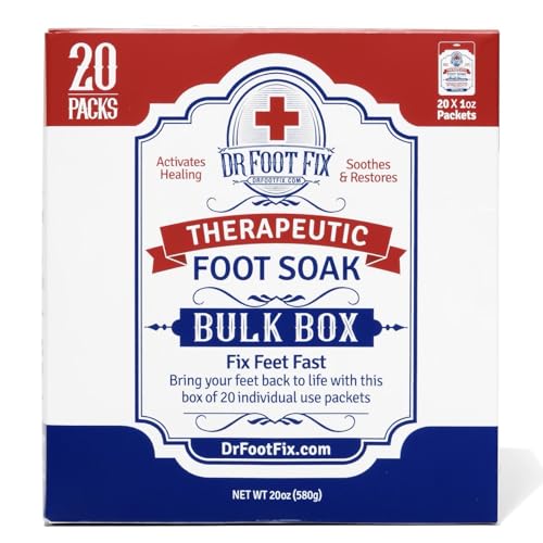 Therapeutic Foot Soak. Organic Tea Tree, Peppermint & Birch Oil. Helps Soak Toenail Fungus, Athletes Foot & Stubborn Foot Odor - Soothes Feet - Tingles for Hours (20 Pack Retail Box)
