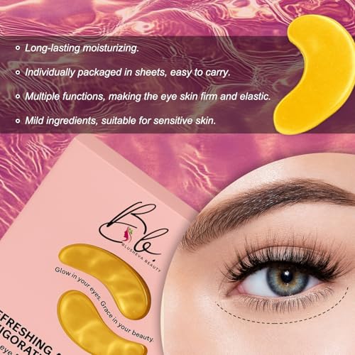 Gold Under Eye Masks ? 24 Pairs Collagen & Hydrating Gel Eye Patches for Dark Circles, Puffy Eyes, Fine Lines & Anti-Aging Skincare ? Vegan, Cruelty-Free Self Care Essentials