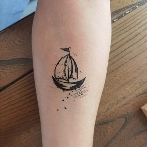 Anchor Ship Temporary Tattoo Sticker Waterproof Fake Tatoo Men Women Adult Boys Teens Body Art 10.5X6cm Set of 12 (SF297)