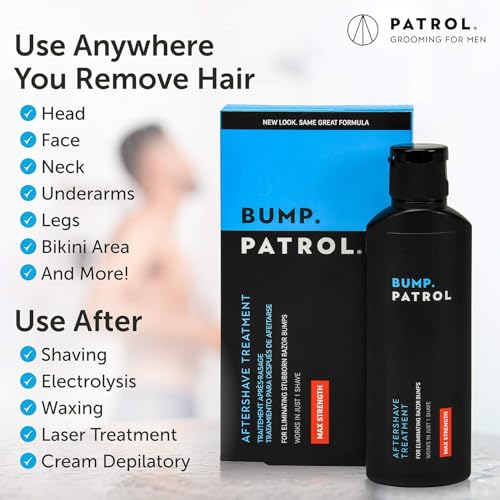 Bump Patrol Maximum Strength Aftershave Treatment Serum ? Razor Bump Stopper and Ingrown Hair Treatment for Men and Women, Fast Acting Formula - 2 oz (Pack of 4)