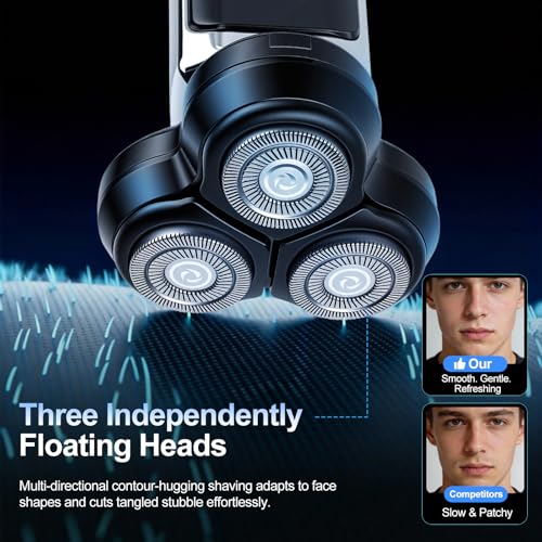 2-Pack Electric Rotary Shavers for Men 3D Floating Head Rotary Razor USB-C Rechargeable Easy Clean Magnetic Head Ideal Gift for Dad Husband Travel Razor for Men