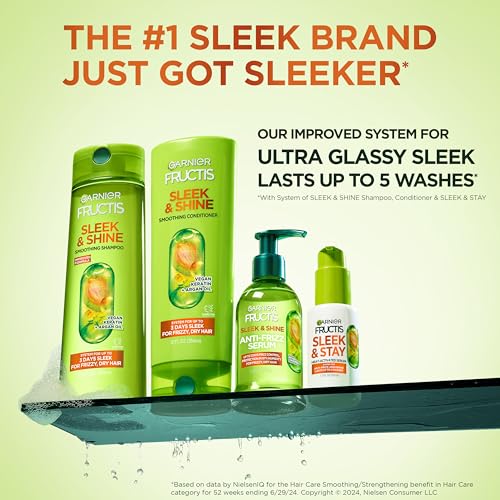 Garnier Fructis Sleek & Shine Shampoo, Frizzy, Dry, Unmanageable Hair, 22 fl. oz.(Packaging May Vary)
