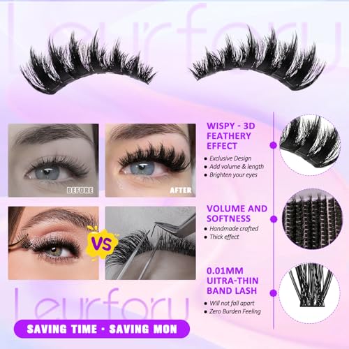 Manga Lash Clusters 100D Lash Cluster Kit 8-18mm With Spikes Eyelash Clusters Long 12-20mm Anime Lash Clusters Kit Volume DIY Individual Lashes Bond & Seal Tweezers