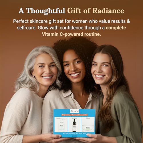 Skin Care Set for Women - Vitamin C Skincare Set 3 Piece - Rejalla Luminous Face Care Set Cleanser Serum Moisturizer - Anti Aging Routine Hyaluronic Acid Niacinamide Ceramide Gift