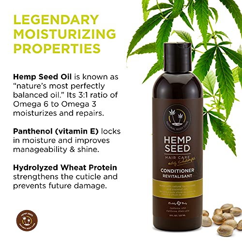 Hemp Hair Conditioner - 8 oz - With Hemp Seed Oil, Coconut Oil & Vitamin E - Keeps Hair Soft & Smooth - Vegan, Cruelty-Free