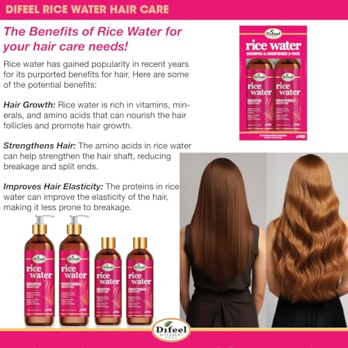 Difeel Rice Water Conditioner 12 oz. Strengthening, Sulfate Free Natural Hair Conditioner