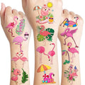 96 PCS Funny Flamingo Pre-Cut Temporary Sticker Summer Tropical Flower Hawaiian Luau Birthday Supplies Gifts Girls Boys Baby Showers Prizes Cute School Reward Themed (Normal)