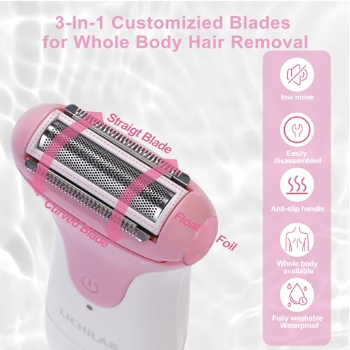 Electric Razors for Women & Bikini Trimmer for Sensitive Skin - Hypoallergenic Cordless Foil Shaver Painless Body Hair Removal for Legs,Underarms,Pubic Hair,Travel Ready Wet/Dry,20260226
