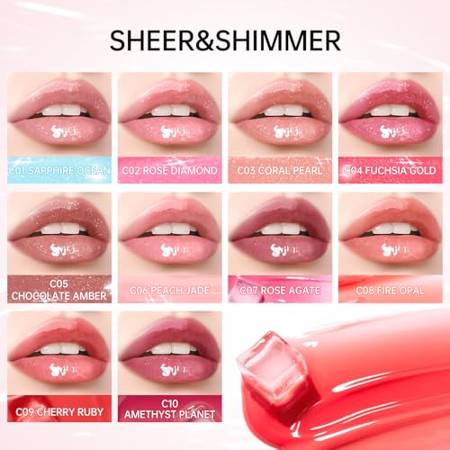 CATKIN Lip Plumper Gloss, Tinted Lip Serum with Hyaluronic Acid & Jojoba Oil, Non-sticky Volumizing Hydrating Formula for a High Shine Maximum 3D Look, Plump & Soft Lips 0.12 Fl Oz-C05 Chocolate Amber