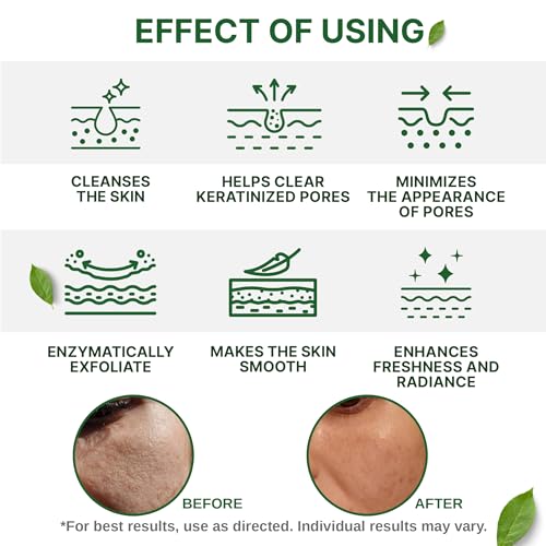 Enzyme Exfoliating Cleanser - Powder-to-Foam Exfoliating Face Wash - Fragrance-Free Face Scrub for Women & Men with Vitamin C, Papain Enzymes, Coenzyme Q10 - For All Skin Types - 2.1 oz
