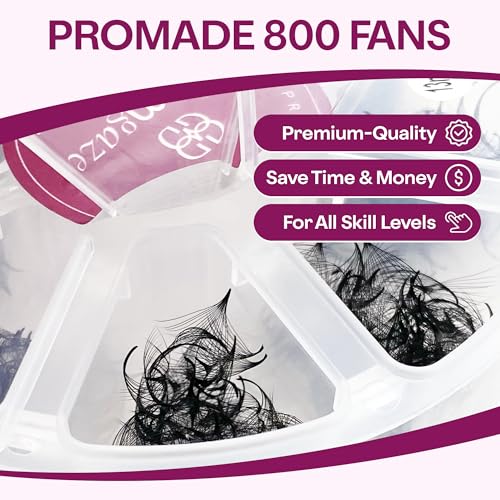 800 Promade Fans 8-15mm Mixed Lengths - 5D to 16D, C CC D Curl, 0.05-0.07mm Thickness - Premade Lash Fans Volume Lash Extensions Loose Premade Fans Eyelash Extensions (10D-0.07-CC 8-15mm)