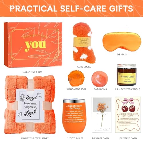 Gifts for Girlfriend - Self Care Gift Get Well Relaxing Spa Galentines Day Gift Basket Set, Birthday Spring Graduation Easter Gifts for Mom, Sister, Friends Teacher Girlfriend