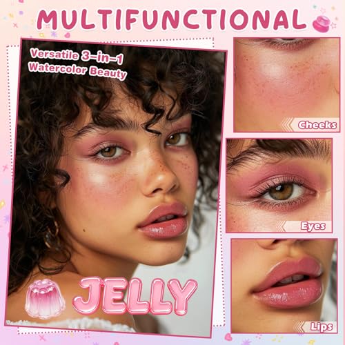 2PCS Jelly Blush Stick for Cheeks,Multi-use Cooling Water Jelly Lip and Cheek Tint Stain,Moisturizing,Cruelty-Free,Lightweight,Sheer & Buildable Lip Tint + Blush£¨02 Soft Pink + 04 Berry Red£©