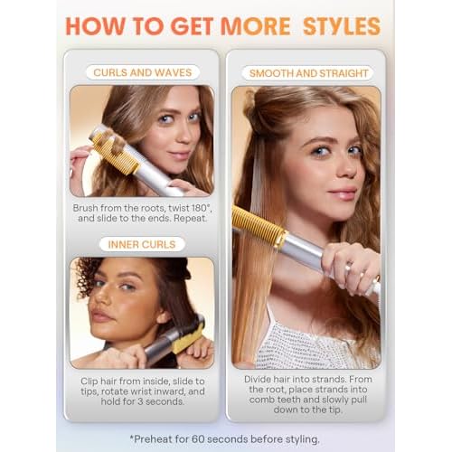 SHEGLAM Straightener Brush 3D Ionic Hair Straightening Brush with 24K Gold Heated Comb, Anti-Scald Design, 60s Fast Heat-Up, Auto-Off, Frizz Control, Sleek & Smooth Styling