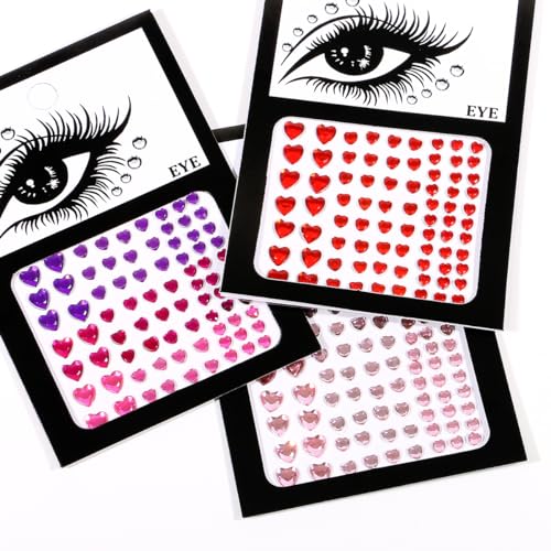 Bowitzki Face Jewels Rhinestones For Makeup,Face Gems Stick On Eye Rhinestone Sticker, Tears Rainbow Star Diamond Crystals For Women Festival Accessory Nail Art Decoration (Heart)