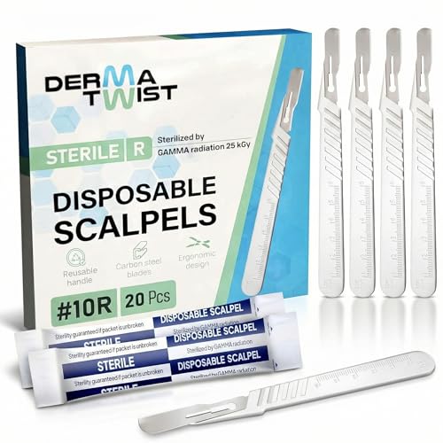 DermaTwist 10R Dermaplane Razor for Women Face ? 20-Pack Sterile Disposable Dermaplane Scalpels Facial Razors for Women Face Dermaplaning Professional Face Shaver