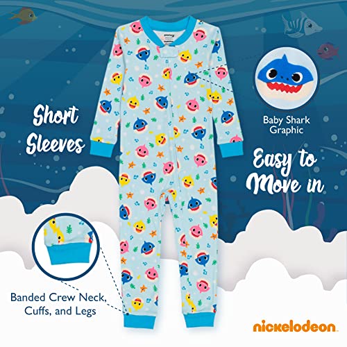 Nickelodeon Boys' Baby Shark 2-pack Footless One Piece Cotton Pajamas, Snug-fit Pajamas, Soft & Cute for Kids