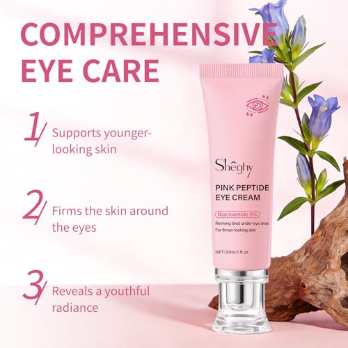 PDRN Pink Peptide Eye Serum Cream, Hydrating & Firming Eye Cream for Dark Circles, Anti-Aging Treatment Reduces Fine Lines, Uneven Skin Tone, Soothing Pink Moisturizer with Peptides, 1.01fl.oz (1)