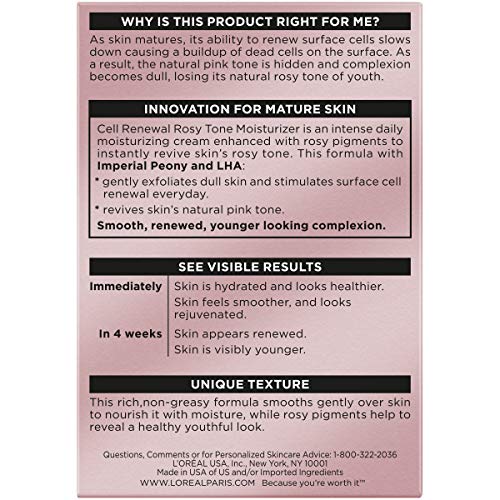 L'Oreal Paris Age Perfect Rosy Tone Anti-Sagging Face Moisturizer,Renew & Revive Healthy Tone,1.7 oz (Packaging May Vary),(Pack of 2)
