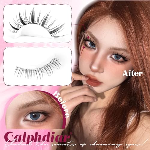 Fairy Lash Clusters Kit 8-16mm Manga Eyelash Clusters with 5-6mm Bottom Lashes C-curly Lash Extension Kit Spiky Anime Individual Lashes DIY Cluster Eyelash Extensions Kit Natural Thin Band Lash Kit