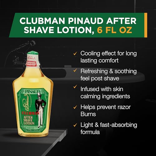 Clubman Pinaud After Shave Lotion, Classic Men¡¯s Aftershave, 6 fl oz Pinaud Finest Powder, Classic White Powder for Men, Protection Against Sweat and Body Odor, 9 oz