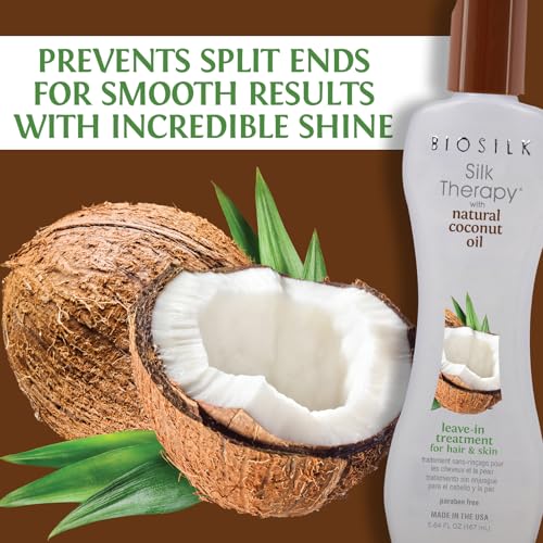 BioSilk Silk Therapy with Natural Coconut Oil Leave-In Treatment,Helps Control Frizz & Flyaways,Sulfate,Paraben & Cruelty-Free,5.64 Oz,(Pack of 2)