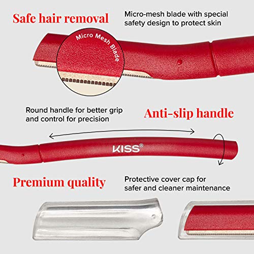 KISS NEW YORK Eyebrow Razor Trimmer Facial Hair Shaper Remover, Multipurpose Exfoliating Dermaplaning Dermaplane Shaving Tools for Men & Women 5 Count (Pack of 2)