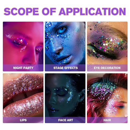 BIO-Dimot Face & Body Glitter Gel, 30ml Chunky Sparkle Makeup Gel for Eyes, Hair & Skin ? Easy-Apply, Long-Lasting Shimmer for Parties, Festivals & Costumes