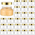 Mumufy Round Plastic Containers Plastic Jars with Lids Empty Travel Containers for Creams Refillable Cosmetic Jars for Lotions Body Scrub Body Butter(8 oz,Gold,Clear,24pcs)