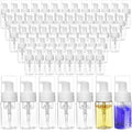 60 Pcs Mini Foam Pump Bottle Bulk 1 oz/ 30 ml Empty Travel Size Plastic Soap Foaming Bottles Small Clear Foaming Soap Dispenser Refillable Mousse Bottles for Lash Shampoo Portable Hand Sanitizer